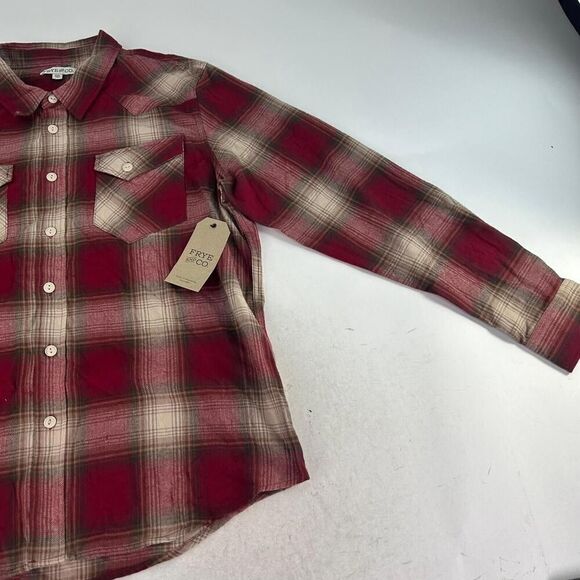 Frye & Co. Men's Long Sleeve Flannel Shirts Size XXL Red Plaid Western Shirt - Picture 5 of 13